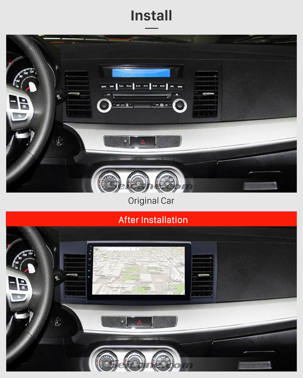 Seicane Android 10.0 2008-2015 Mitsubishi Lancer-ex Radio de navigation GPS à écran tactile HD de 10,1 pouces avec FM Bluetooth WIFI USB 1080P Lien miroir vidéo OBD2 Caméra de recul