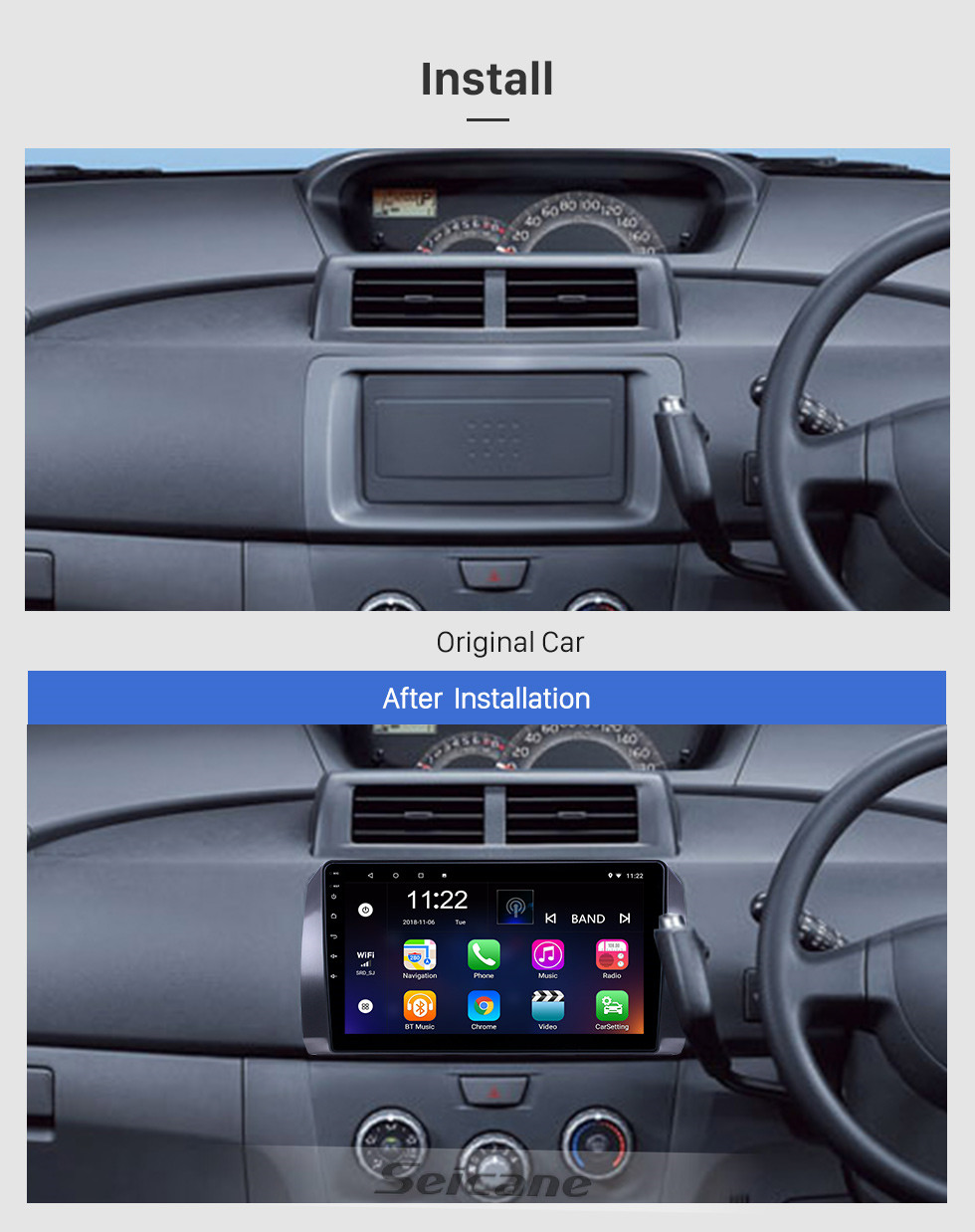 Seicane 10,1-дюймовый Android 10.0 GPS навигационное радио для 2006 Toyota B6 / 2008 Subaru DEX / 2005 Daihatsu WO с поддержкой Bluetooth с сенсорным экраном Carplay TPMS