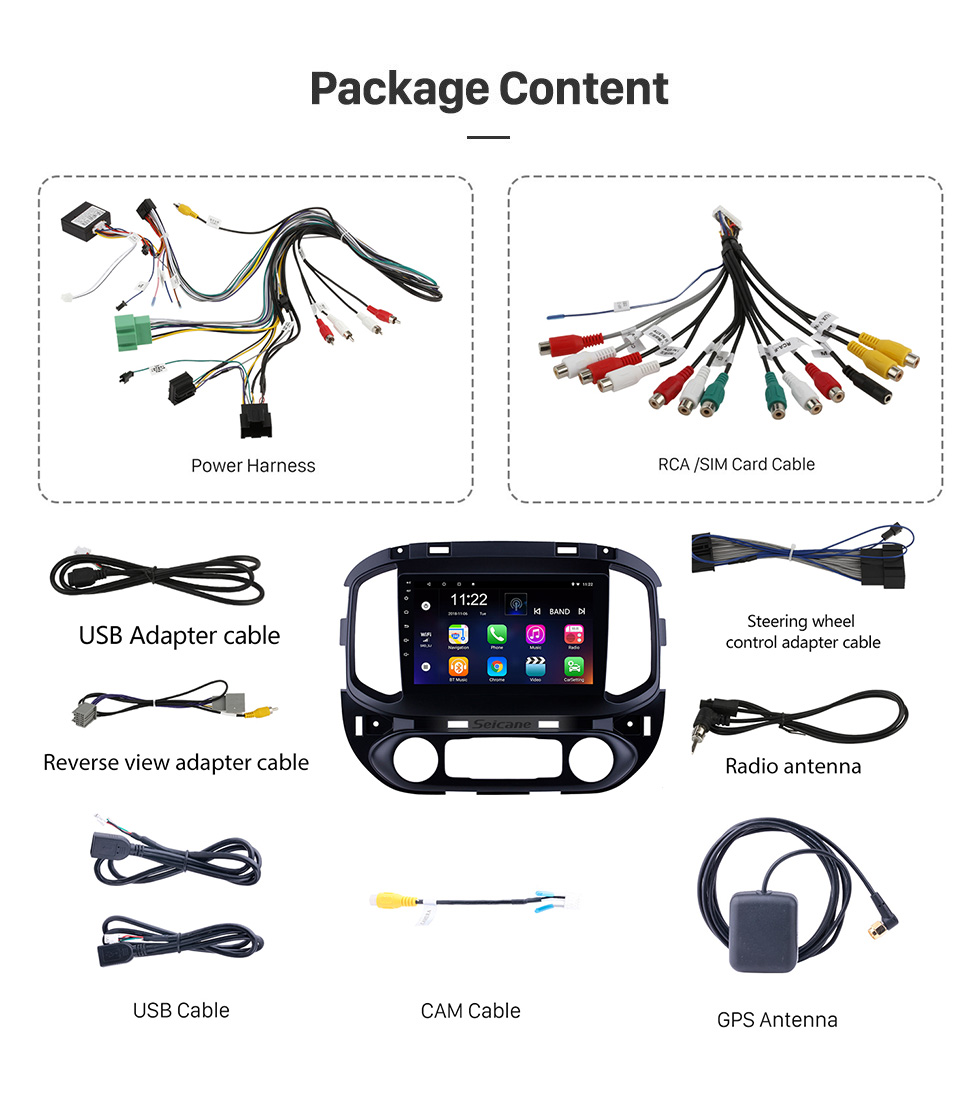 Seicane Radio OEM 9 pouces Android 13.0 pour 2015-2017 chevy Chevrolet Colorado Écran tactile Bluetooth HD Prise en charge de la navigation GPS Caméra arrière Carplay