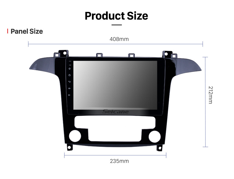 Seicane Écran tactile HD 9 pouces Android 10.0 Radio de navigation GPS pour 2007-2008 Ford S-Max Auto A / C avec prise en charge Bluetooth AUX Carplay DAB + OBD