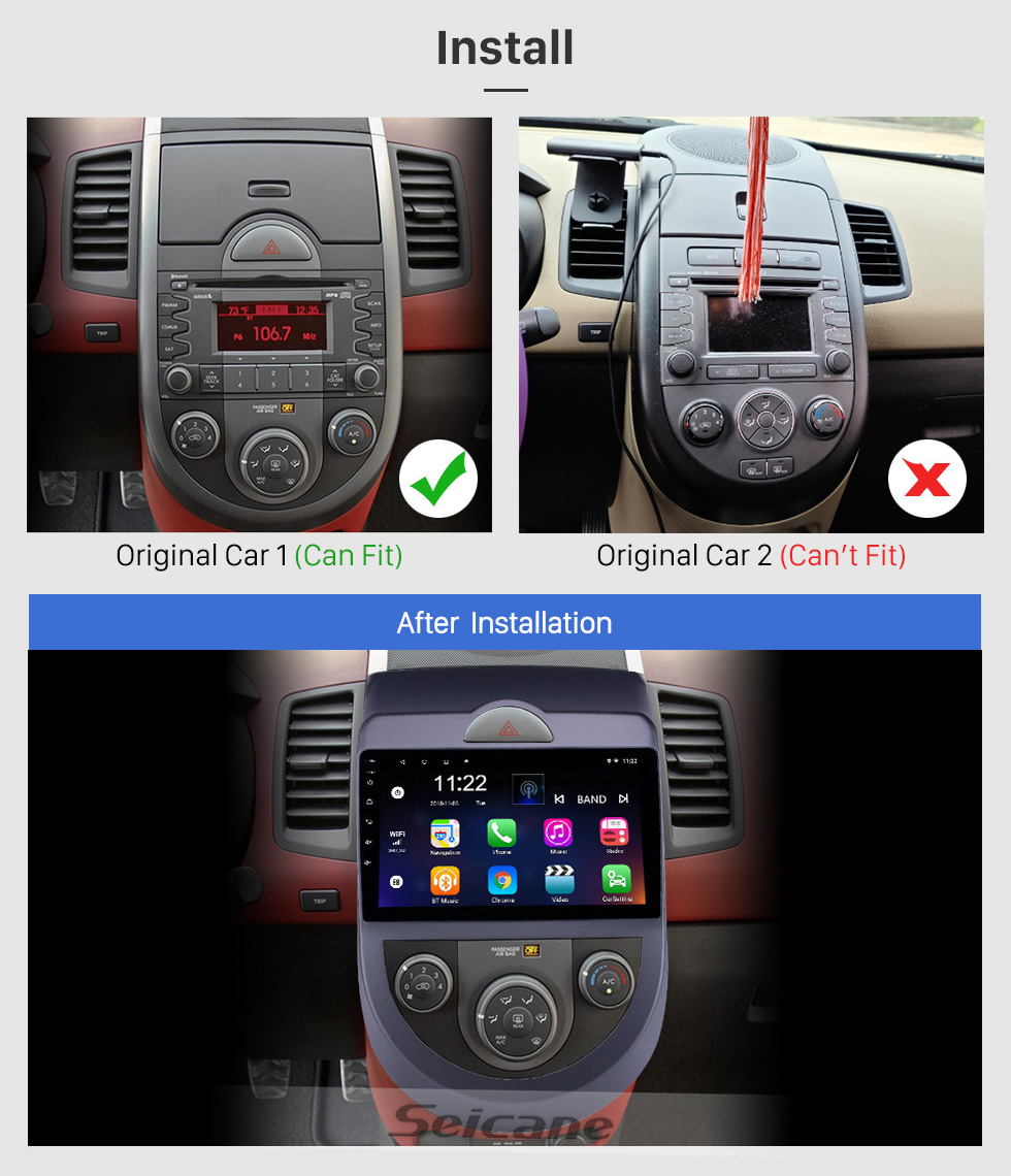 Seicane Android 10.0 9 Zoll HD Touchscreen GPS Navigationsradio für 2010-2013 Kia Soul mit Bluetooth WIFI USB AUX Unterstützung Carplay DVR SWC