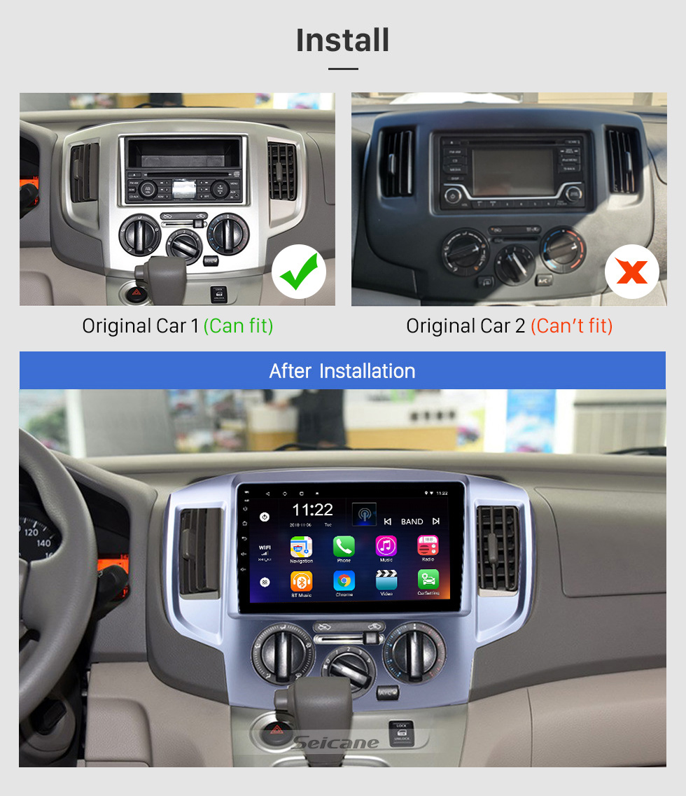 Seicane Android 10.0 2009-2016 NISSAN NV200 Radio Upgrade mit GPS-Navigationssystem Auto Stereo HD Touchscreen Unterstützung Bluetooth Lenkradsteuerung USB DVR TPMS