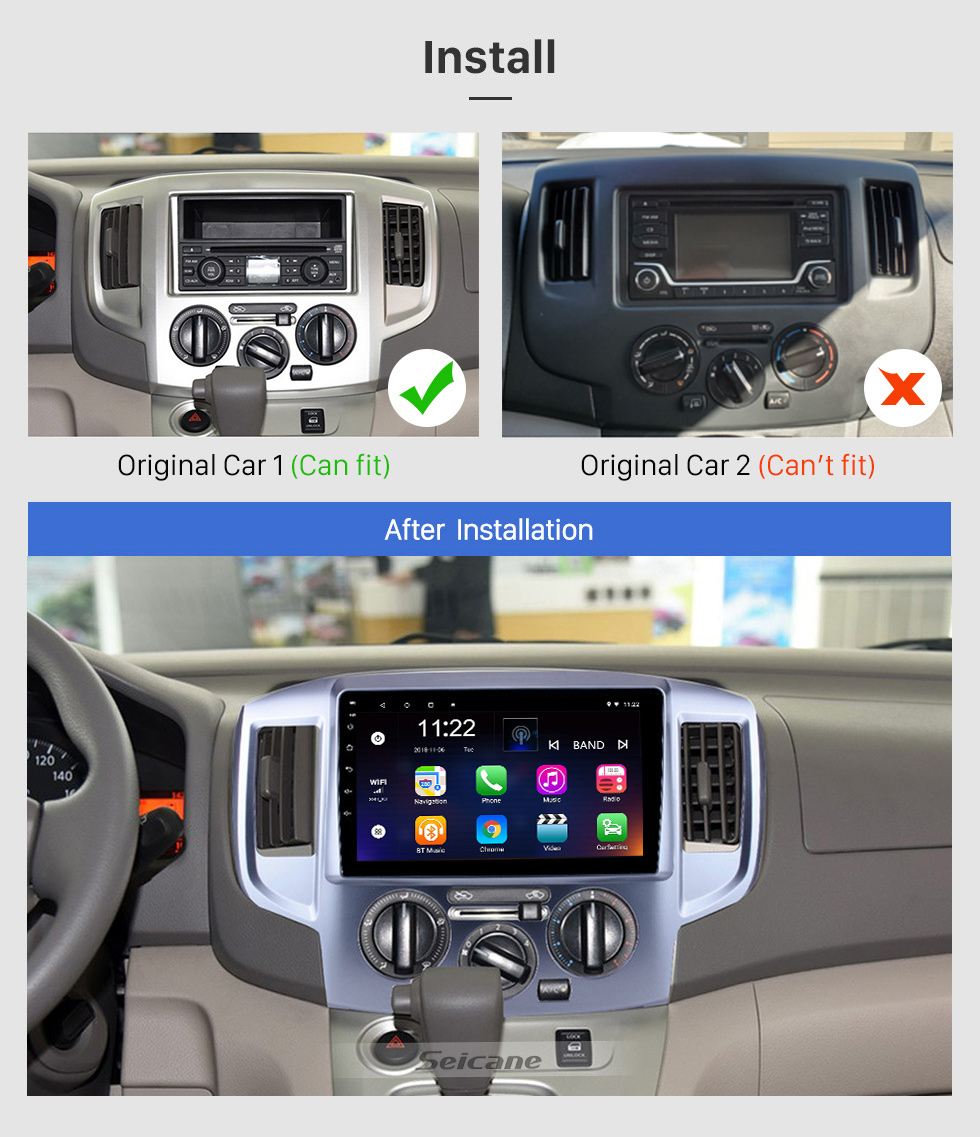 Seicane Android 10.0 2009-2016 NISSAN NV200 Radio Upgrade with GPS Navigation Car Stereo Touch Screen Bluetooth Mirror Link OBD2 AUX 3G WiFi DVR 1080P Video