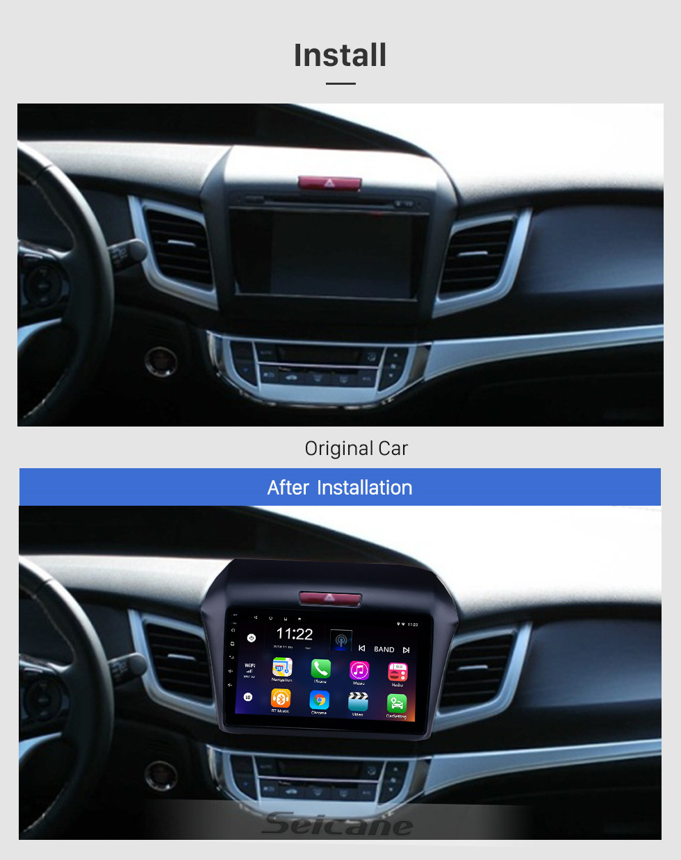 Seicane OEM 9 pouces Android 10.0 Radio pour 2013 Honda Jade Bluetooth WIFI HD à écran tactile soutien à la navigation GPS Carplay caméra arrière