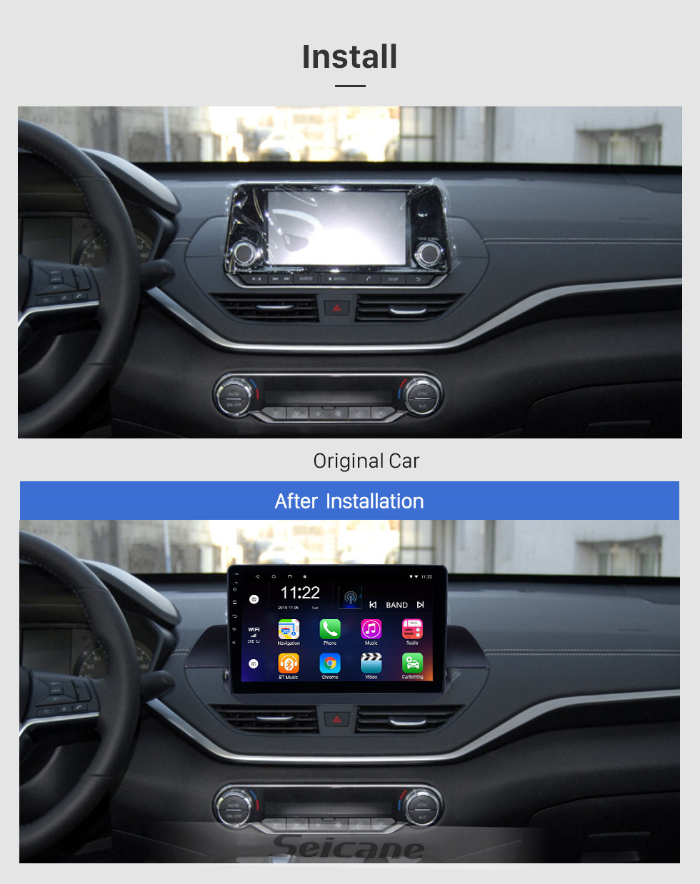 Seicane 10,1 pouces Android 10.0 Radio de navigation GPS pour 2019 Nissan Teana Avec HD tactile Bluetooth prend en charge Carplay TPMS OBD2