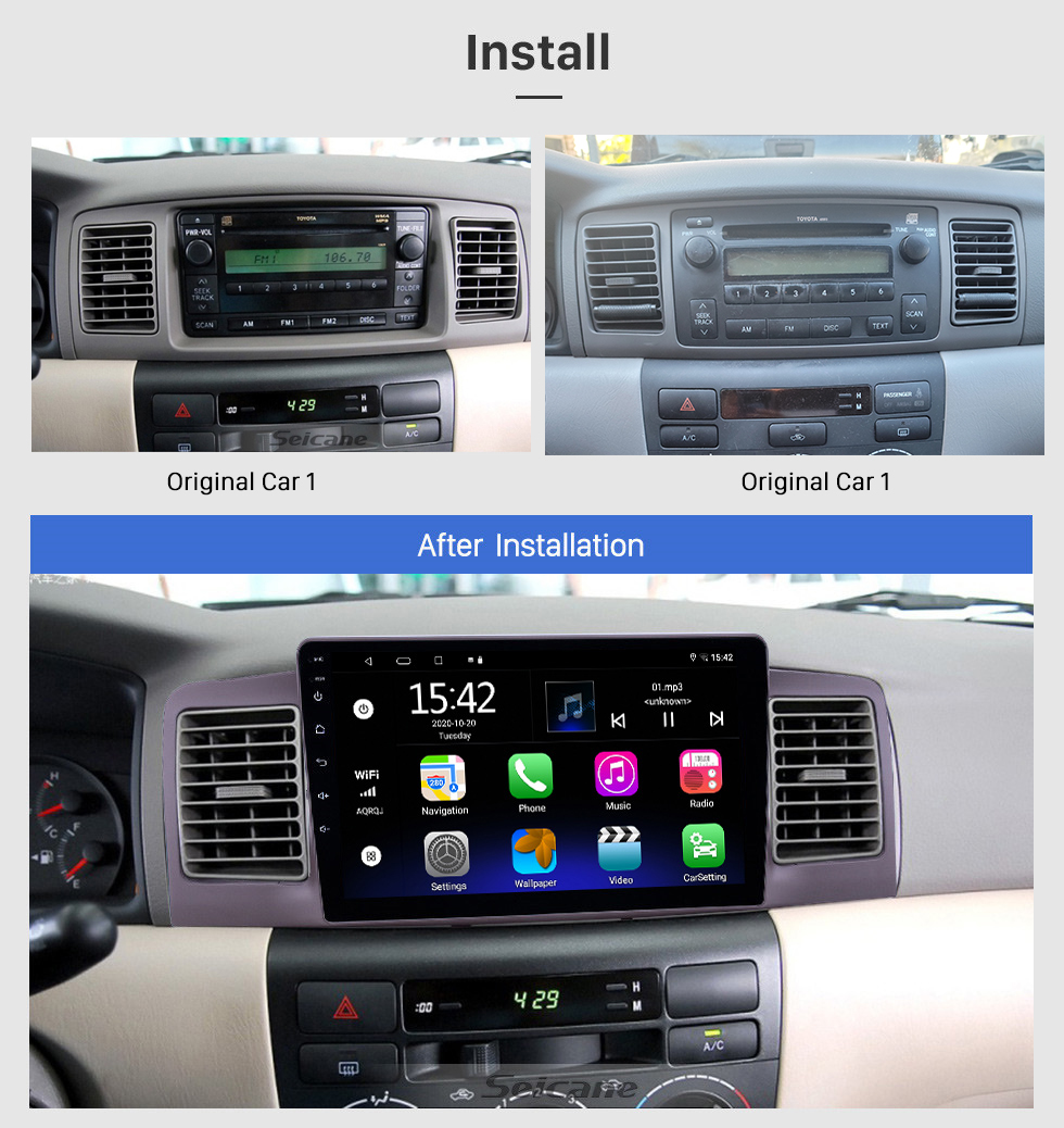 Seicane HD Touchscreen 9 inch Android 10.0 GPS Navigation Radio for 2006-2013 Toyota Corolla with Bluetooth AUX support Carplay DAB+ OBD Seicane HD Touchscreen 9 inch Android 10.0 GPS Navigation Radio for 2006-2013 Toyota Corolla with Bluetooth AUX support Carplay DAB+ OBD