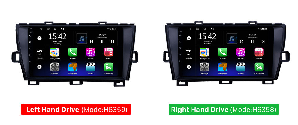 Seicane OEM 9 pouces Android 10.0 Radio pour 2009-2013 Toyota Prius RHD Bluetooth HD Écran tactile Prise en charge de la navigation GPS Carplay Caméra arrière