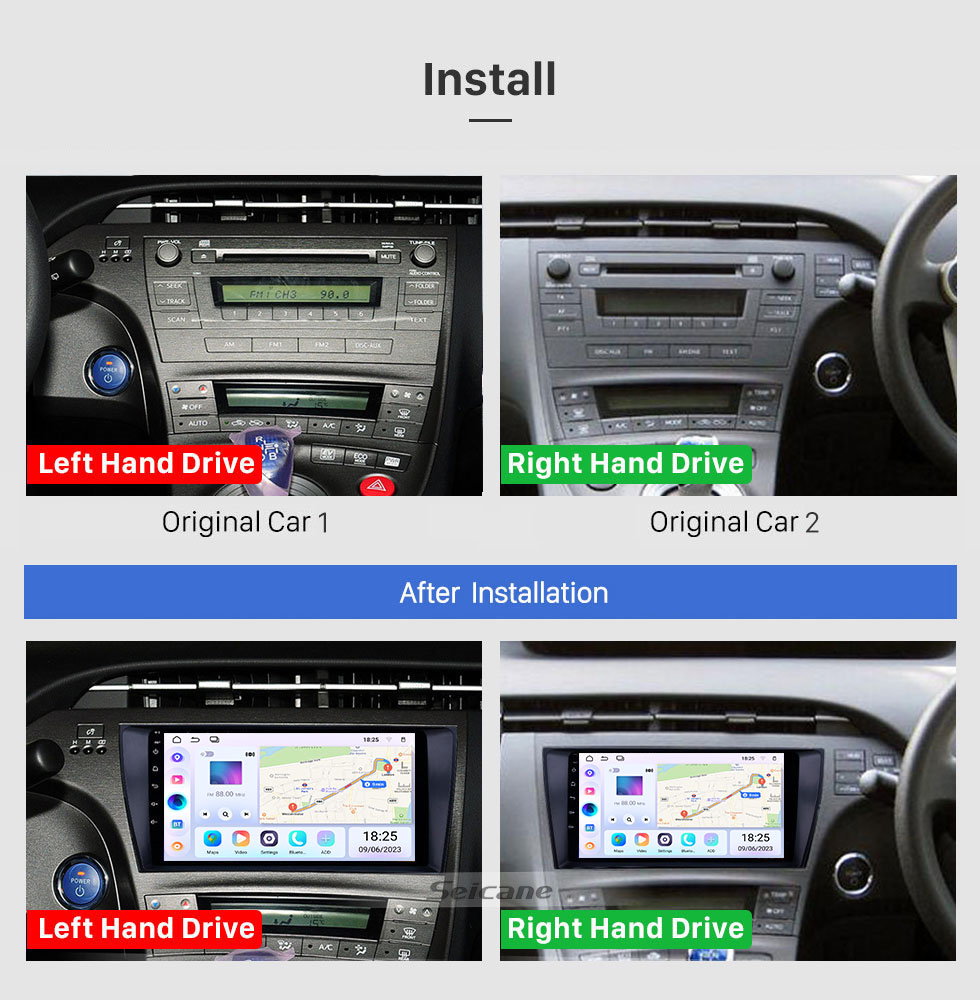 Seicane 2009-2013 Toyota Prius LHD Android 13.0 HD Pantalla táctil 9 pulgadas AUX Bluetooth WIFI USB Navegación GPS Radio compatible SWC Carplay Seicane 2009-2013 Toyota Prius LHD Android 13.0 HD Pantalla táctil 9 pulgadas AUX Bluetooth WIFI USB Navegación GPS Radio compatible SWC Carplay