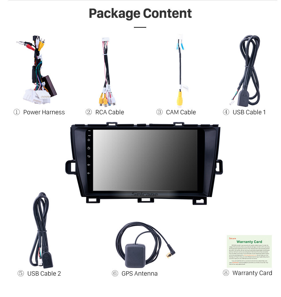 Seicane 2009-2013 toyota prius lhd android 10.0 hd touchscreen 9 polegadas aux bluetooth wifi usb navegação gps suporte de rádio swc carplay