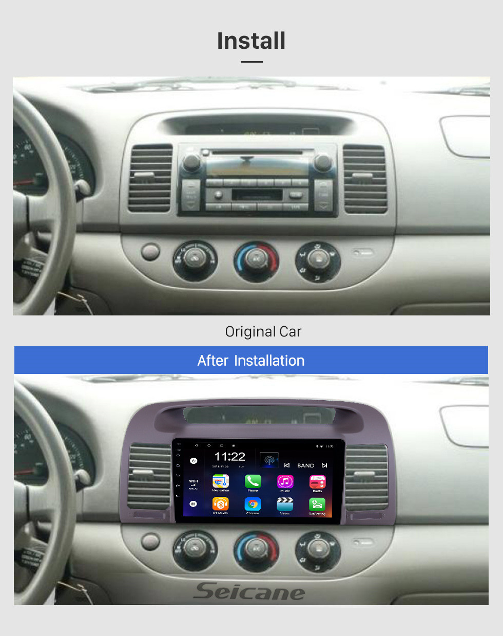 Seicane HD Écran tactile 9 pouces Android 10.0 Radio de navigation GPS pour 2000-2003 Toyota Camry avec prise en charge Bluetooth AUX Carplay DAB + OBD
