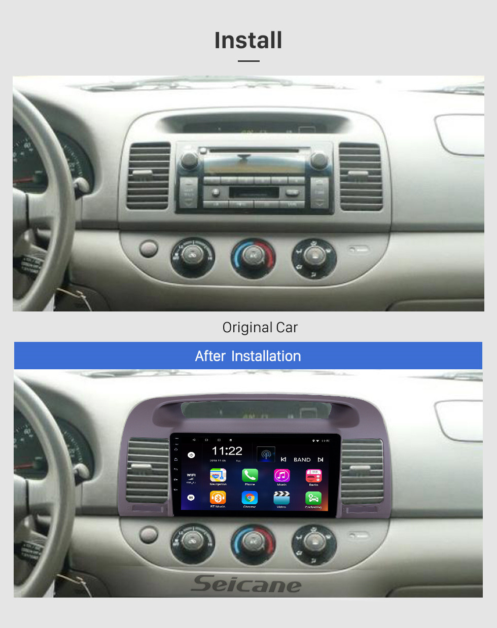 Seicane HD Touchscreen 9 pulgadas Android 10.0 Radio de navegación GPS para 2000-2003 Toyota Camry con soporte Bluetooth AUX Carplay DAB + OBD