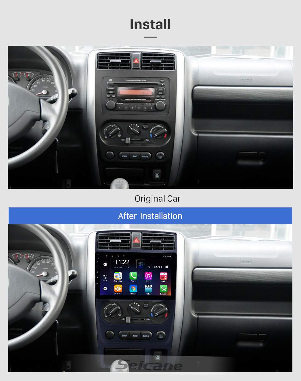 Seicane Android 10.0 9 Zoll HD Touchscreen GPS Navigationsradio für 2007-2012 Suzuki Jimny mit Bluetooth WIFI USB AUX Unterstützung Carplay DVR SWC