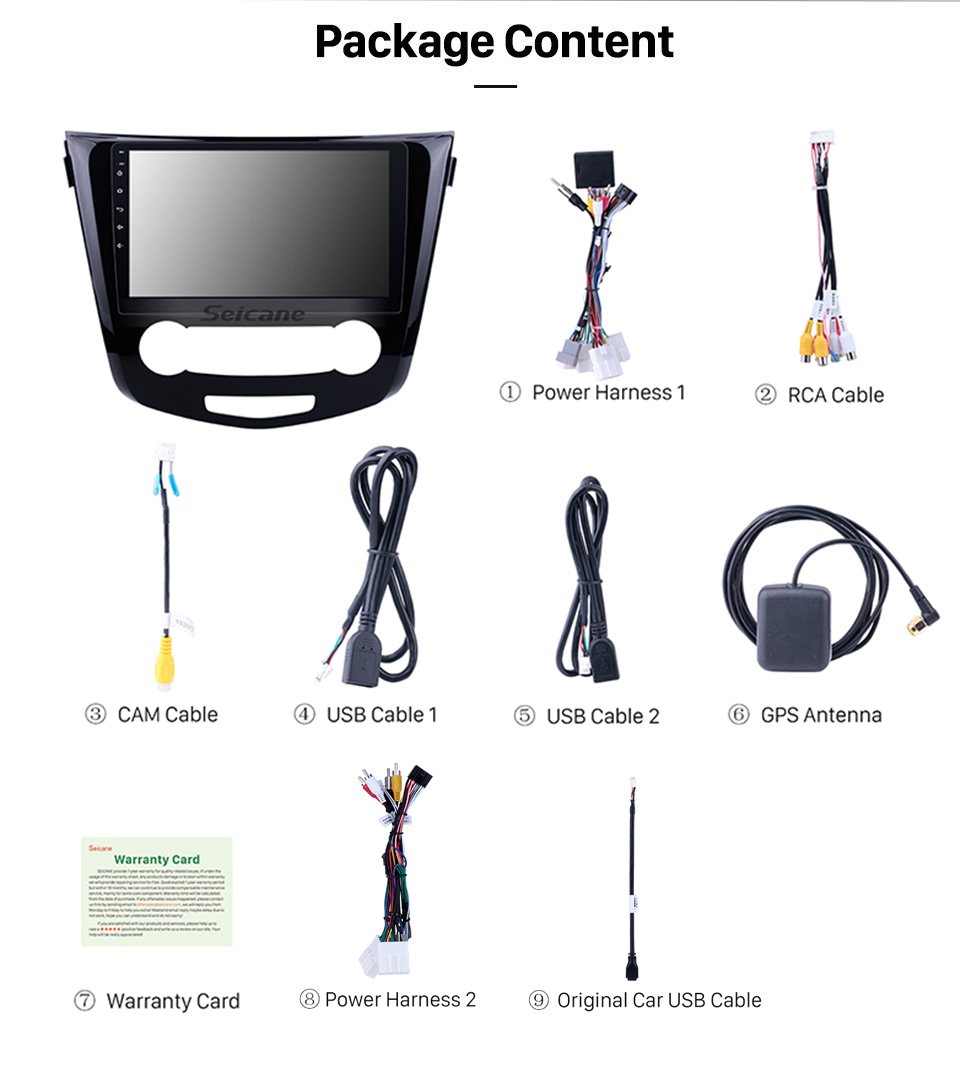 Seicane 10.1 polegada 2012 2013 2014 2015 2016 2017 Nissan Qashqai Android 10.0 Rádio GPS Navegação Suporte Bluetooth USB WIFI 1080P Vídeo Espelho Link DVR Câmera Retrovisor