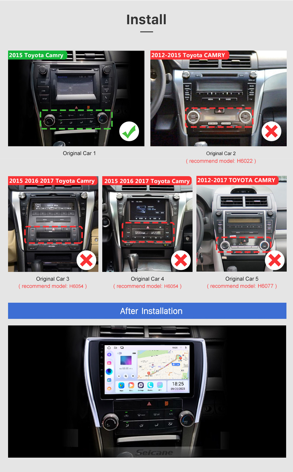 Seicane 10,1 Zoll HD Touchscreen Android 13.0 GPS Navigationsradio für 2015 Toyota Camry (America Version) mit Bluetooth-Unterstützung Carplay TPMS Seicane 10,1 Zoll HD Touchscreen Android 13.0 GPS Navigationsradio für 2015 Toyota Camry (America Version) mit Bluetooth-Unterstützung Carplay TPMS