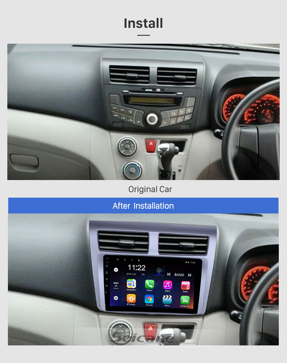 Seicane 9 Zoll Android 10.0 GPS Navigationsradio für 2012-2014 Proton Myvi mit HD Touchscreen Bluetooth WIFI Unterstützung Carplay TPMS