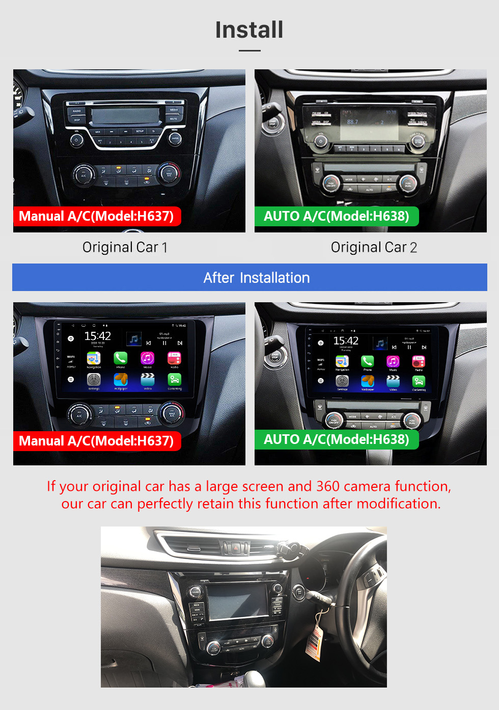 Seicane 10,1 pouces Android 10.0 2014 Nissan QashQai X-Trail Radio Bluetooth Aftermarket Système GPS OEM WiFi TV Mirror Link USB SD Auto A / V Caméra de recul