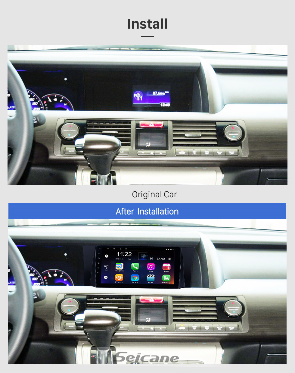Seicane Radio de navegación GPS Android 10.0 de 9 pulgadas para Honda Elysion 2012-2015 con pantalla táctil HD Bluetooth USB compatible con Carplay TPMS