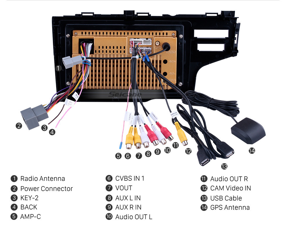 Seicane OEM 9 pulgadas Android 10.0 Radio para 2013-2015 Honda Fit LHD Bluetooth HD Pantalla táctil Soporte de navegación GPS Carplay Cámara trasera