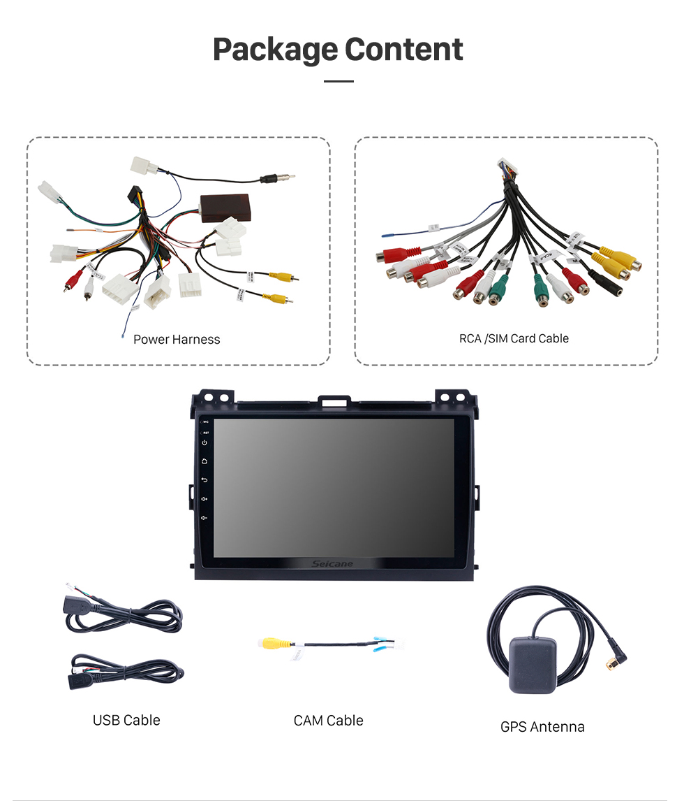 Seicane Android 13.0 2004 2005 2006 2007 2008 2009 Toyota Prado Lexus GX470 Radio GPS Navigation system with Bluetooth HD Touchscreen WIFI 1080P DVR Mirror Link Rearview Camera