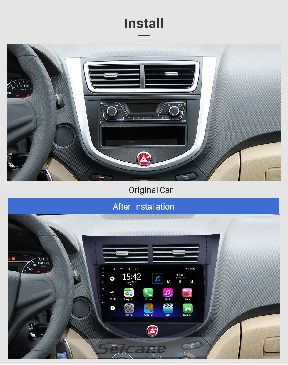 Seicane Android 10.0 HD Écran tactile 9 pouces pour IKCO DENA LHD 2011+ Radio Système de navigation GPS avec prise en charge Bluetooth Caméra arrière Carplay