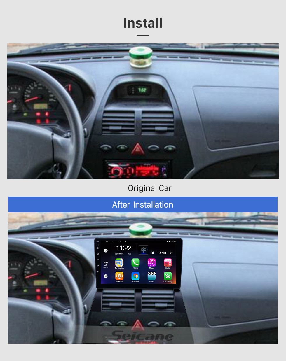 Seicane Écran tactile HD 9 pouces Android 10.0 Radio de navigation GPS pour 2014 Saipa Tiba avec prise en charge Bluetooth AUX WIFI Carplay TPMS DAB +