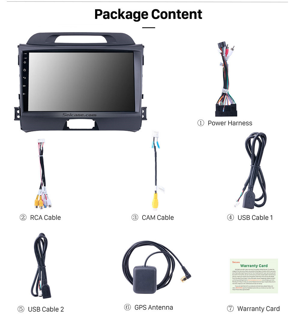 Seicane Radio de pantalla táctil HD 1024 * 600 de 9 pulgadas para 2010-2015 KIA Sportage Android 10.0 con sistema de audio de navegación GPS Bluetooth Música USB Aux WIFI 1080P TV Enlace espejo DVR