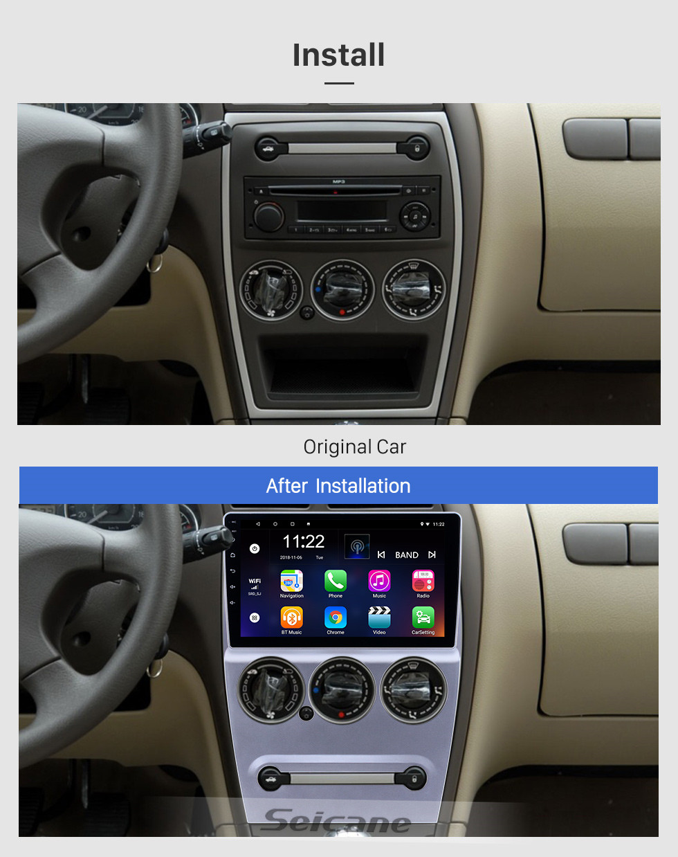Seicane 9 pouces Android 10.0 Radio de navigation GPS pour 2008-2013 Citroen Elysee avec support tactile Bluetooth WIFI HD Carplay DVR