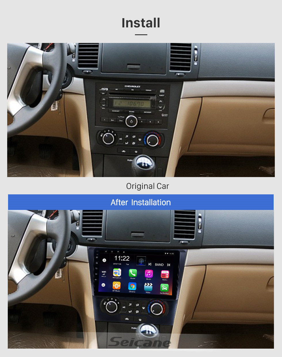 Seicane 2007-2012 Chevy Chevrolet Epica Android 10.0 HD Pantalla táctil 9 pulgadas WIFI Bluetooth GPS Navegación GPS Soporte de radio SWC Carplay