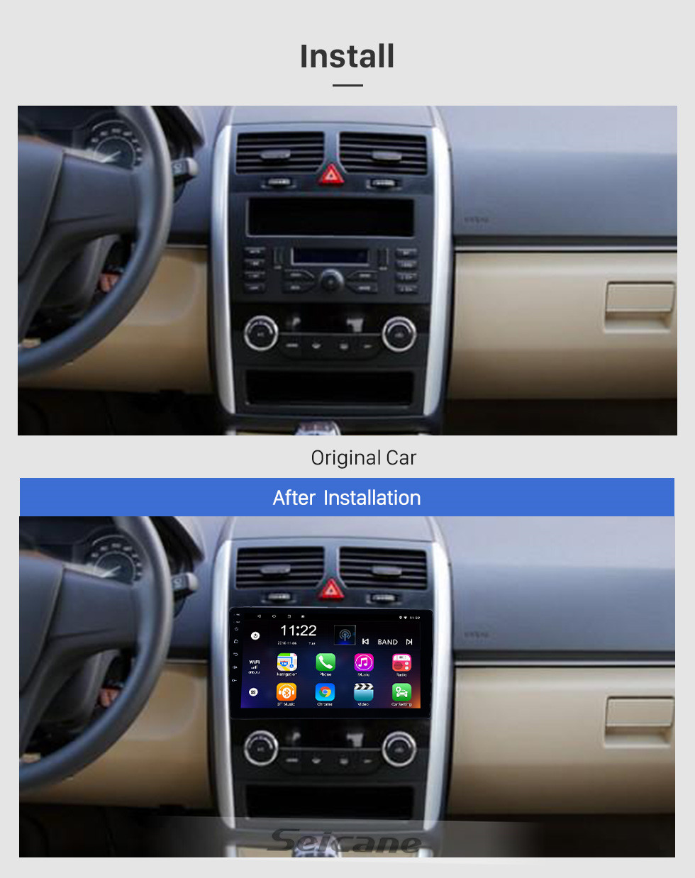 Seicane Android 10.0 Radio de navegación GPS con pantalla táctil HD de 9 pulgadas para 2016-2017 Baic E Series E130 E150 / EV Series EV160 EV200 / Senova D20 con soporte Bluetooth Carplay Cámara de respaldo
