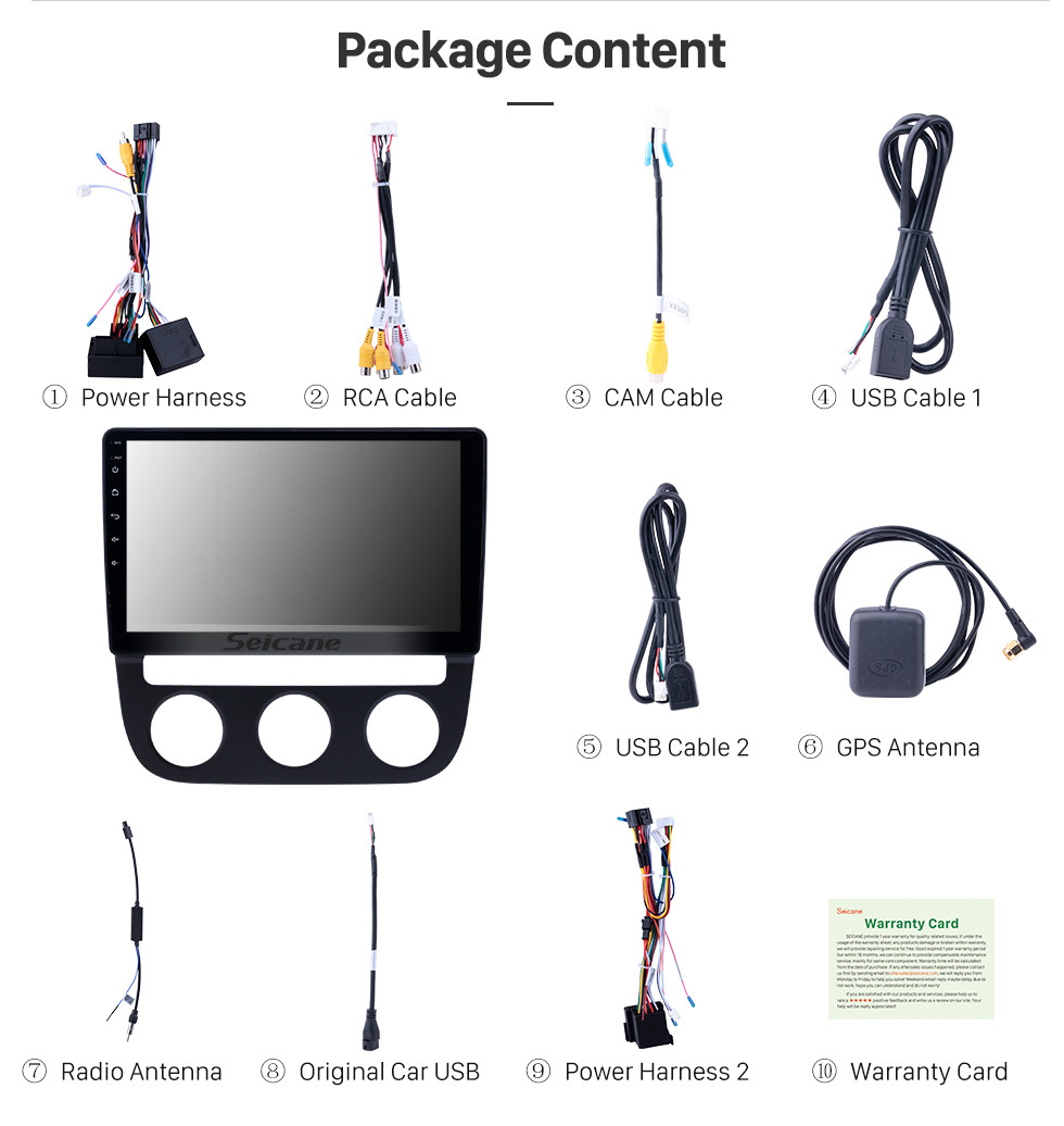 Seicane 10,1 Zoll Android 10.0 GPS Navigationsradio für 2006-2010 VW Volkswagen Sagitar Auto A/C mit HD Touchscreen Bluetooth Unterstützung Carplay TPMS