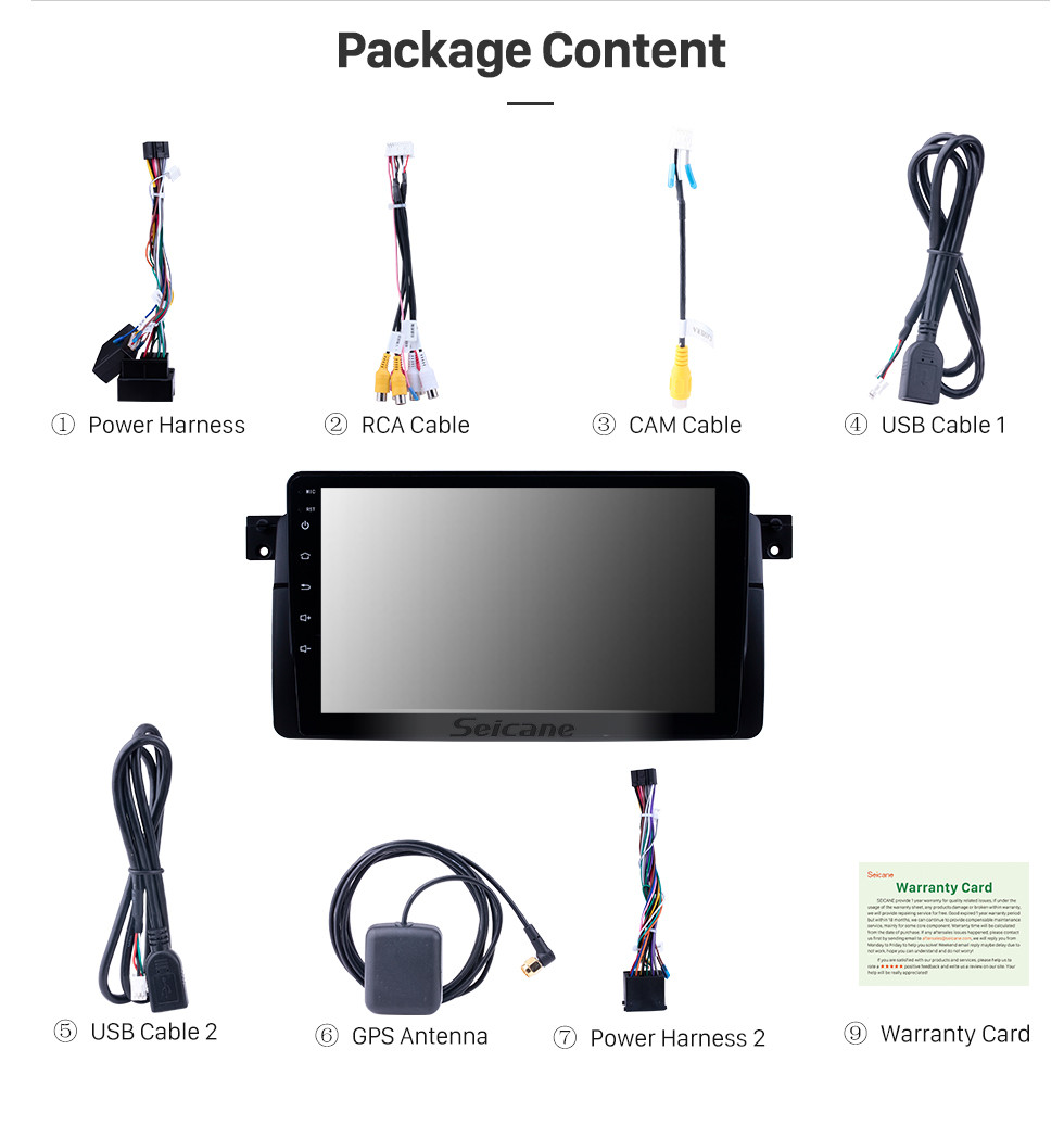 Seicane 9 inch Radio HD touchscreen Android 10.0 for 1998-2006 BMW 3 Series X35 E46 GPS Navigation System with WIFI Bluetooth USB Mirror Link Rearview AUX Seicane 9 inch Radio HD touchscreen Android 10.0 for 1998-2006 BMW 3 Series X35 E46 GPS Navigation System with WIFI Bluetooth USB Mirror Link Rearview AUX