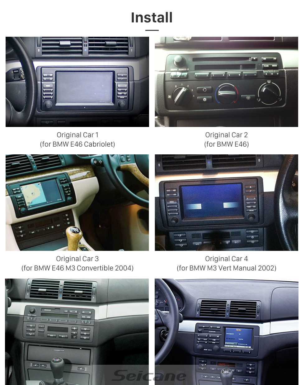 Seicane 9 pouces Radio HD écran tactile Android 10.0 pour 1998-2006 BMW Série 3 X35 E46 Système de navigation GPS avec WIFI Bluetooth USB Lien miroir Rétroviseur AUX