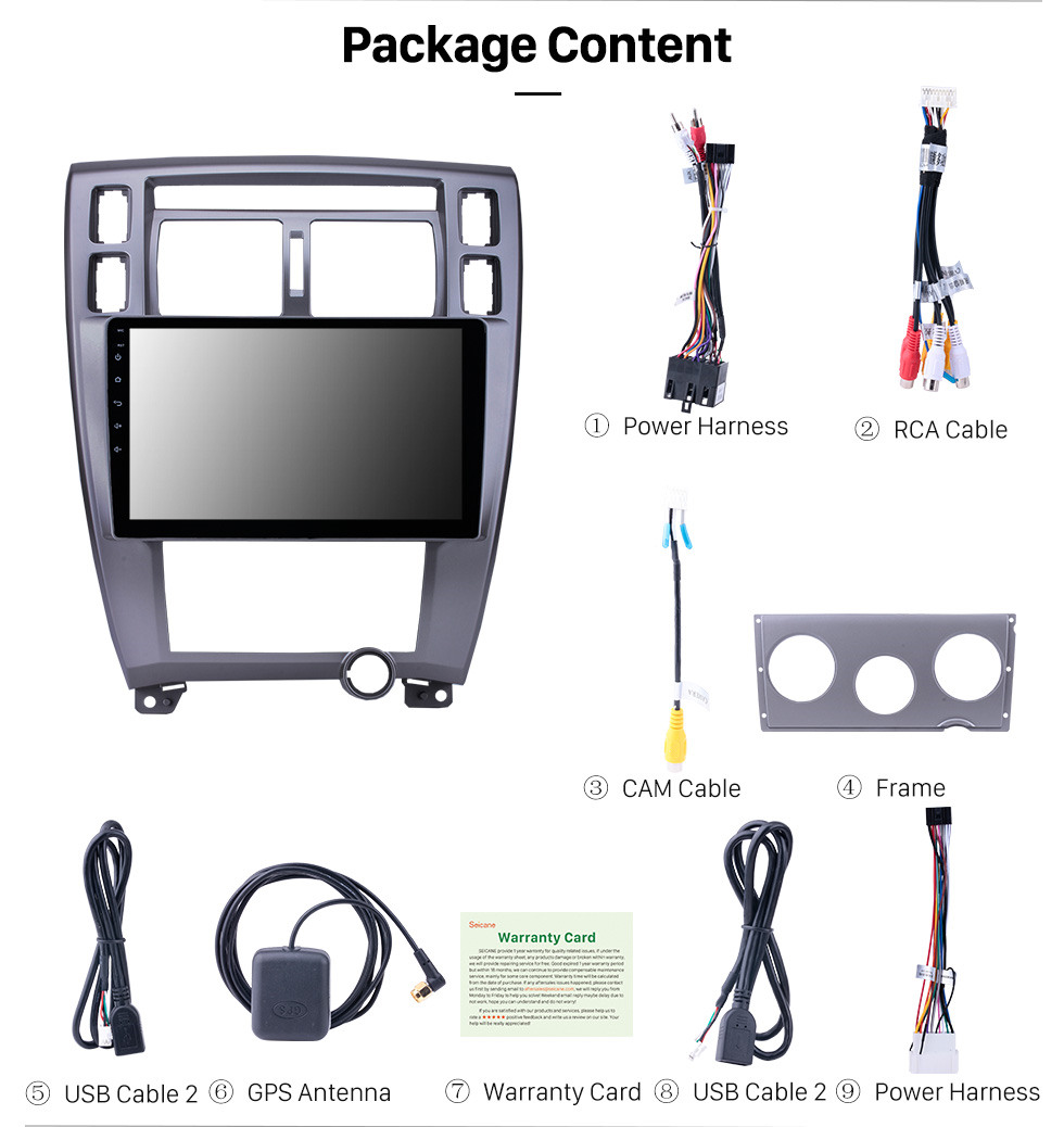 Seicane 10.1 pulgadas Android 10.0 HD Radio con pantalla táctil para 2006-2013 Hyundai Tucson LHD Navegación GPS Estéreo Coche Soporte Bluetooth Vínculo espejo OBD2 3G WiFi DVR 1080P Control del volante de video