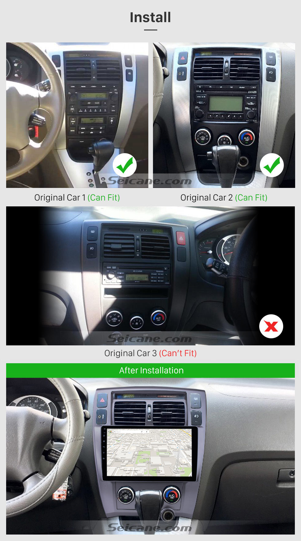 Seicane 10,1 Zoll Android 10.0 HD Touchscreen-Radio für 2006-2013 Hyundai Tucson LHD GPS-Navigationsauto Stereo-Bluetooth-Unterstützungsspiegel-Link OBD2 3G WiFi DVR 1080P Video-Lenkradsteuerung