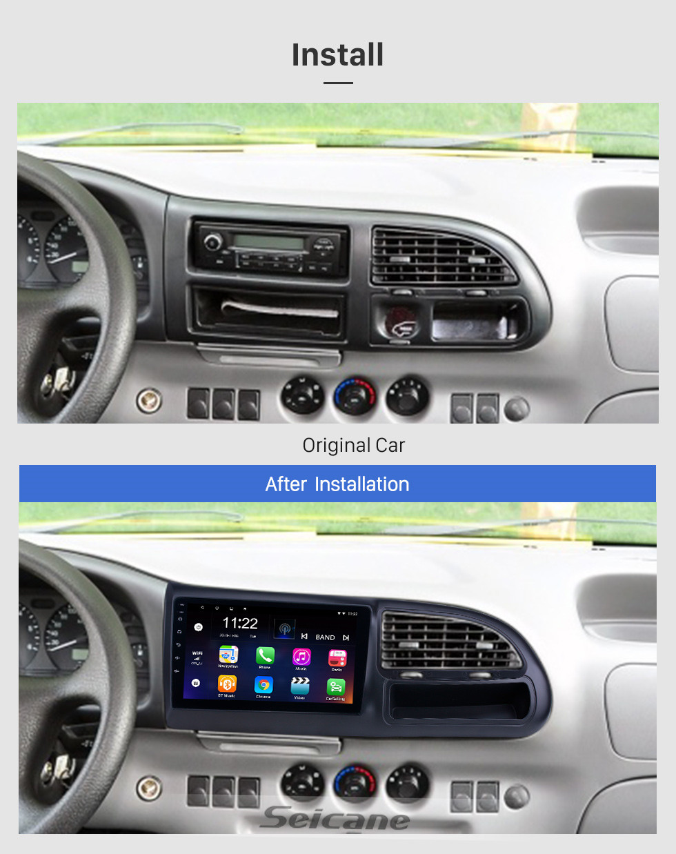Seicane OEM 9 polegadas Android 10.0 Radio para 2010-2016 Ford Transit Bluetooth HD Touchscreen GPS Suporte de navegação Carplay Câmera traseira