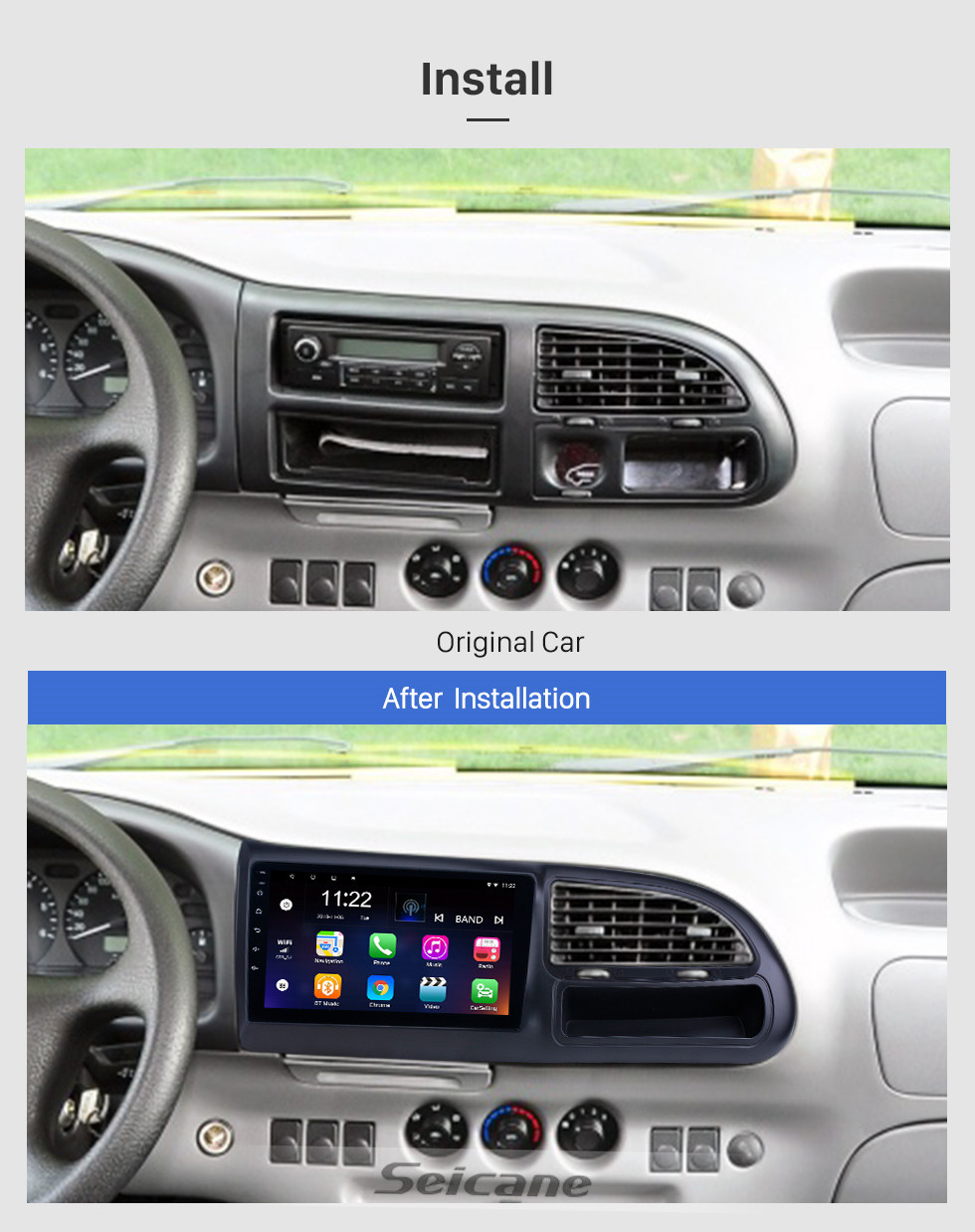 Seicane OEM 9 pouces Android 10.0 Radio pour 2010-2016 Ford Transit Bluetooth HD à écran tactile soutien à la navigation GPS Carplay caméra arrière