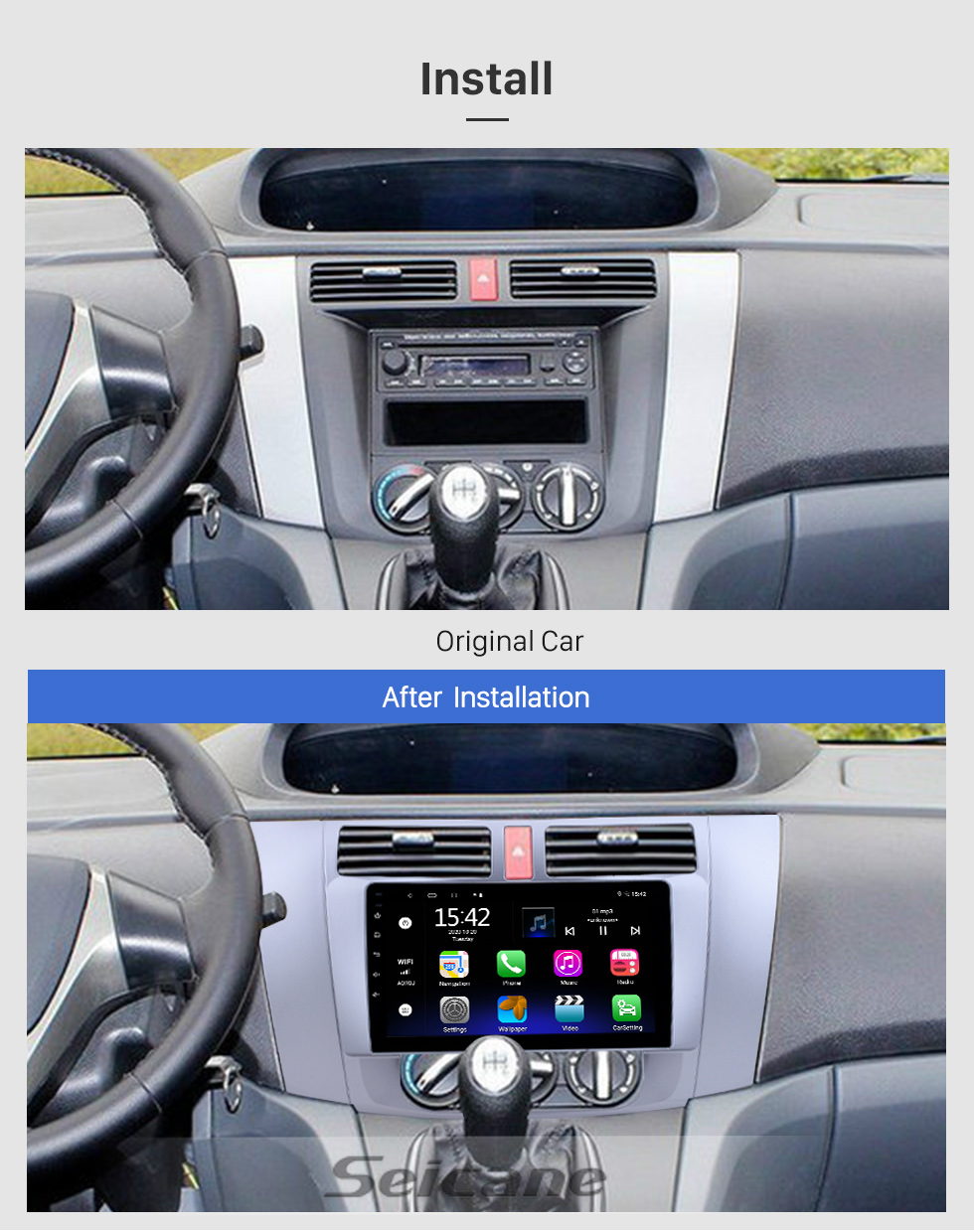 Seicane Für 2008-2012 Jingyi XL MANUAL AC Radio Android 10.0 HD Touchscreen 9 Zoll GPS-Navigationssystem mit Bluetooth-Unterstützung Carplay DVRplay