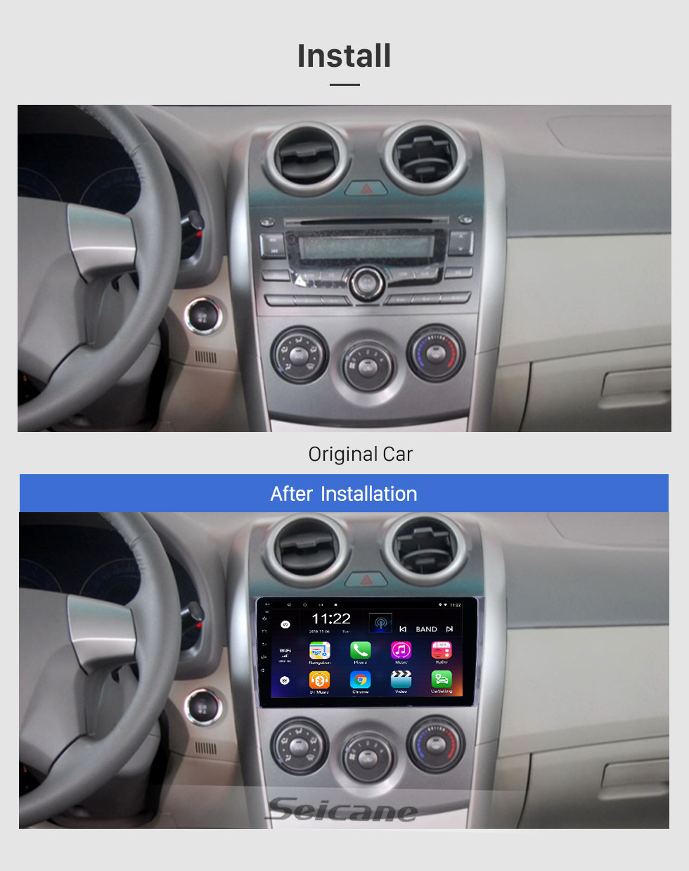 Seicane OEM 9 pouces Android 10.0 Radio pour BYD G3 Bluetooth AUX Musique HD à écran tactile GPS Navigation support Carplay caméra arrière TPMS DVR OBD