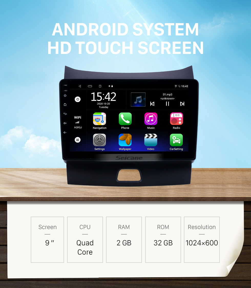 Seicane Android 10.0 HD Touchscreen de 9 polegadas para 2004-2008 KIA Sorento Radio Sistema de navegação GPS com suporte para Bluetooth Câmera traseira Carplay