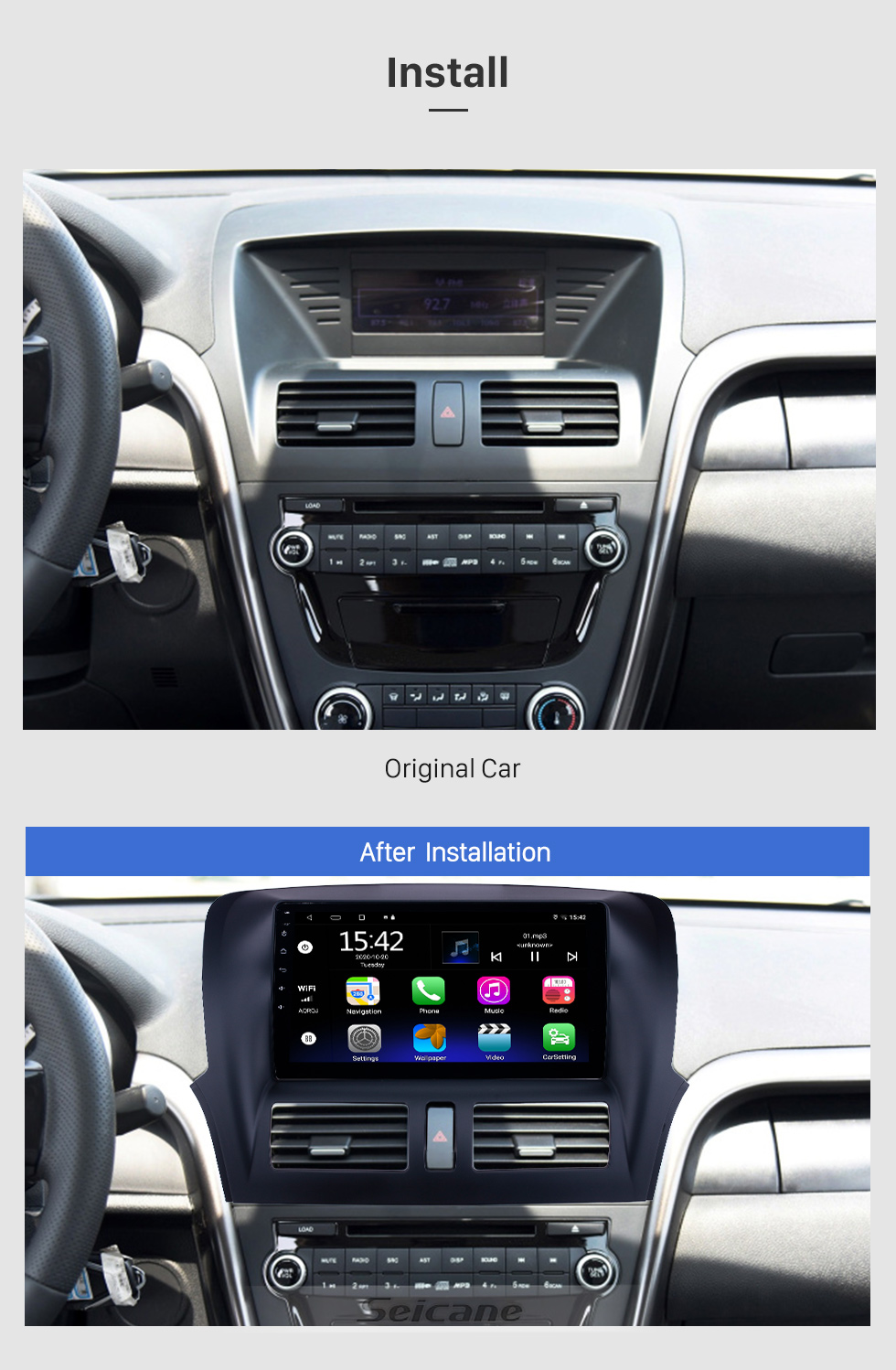 Seicane 10,1 pouces Android 10.0 pour 2013-2016 Besturn X80 Radio Système de navigation GPS avec écran tactile HD Prise en charge Bluetooth Carplay OBD2