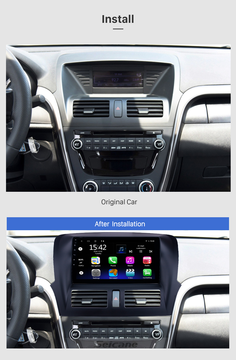 Seicane 10,1 polegadas Android 10.0 para 2013-2016 Besturn X80 Sistema de navegação GPS por rádio com tela sensível ao toque HD com suporte para Bluetooth Carplay OBD2