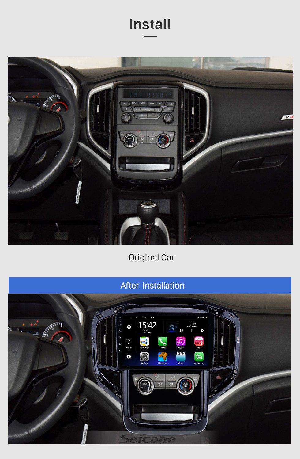 Seicane Android 10.0 HD Touchscreen 9 Zoll für 2004-2008 KIA Sorento Radio GPS Navigationssystem mit Bluetooth Unterstützung Carplay Rückfahrkamera Rear