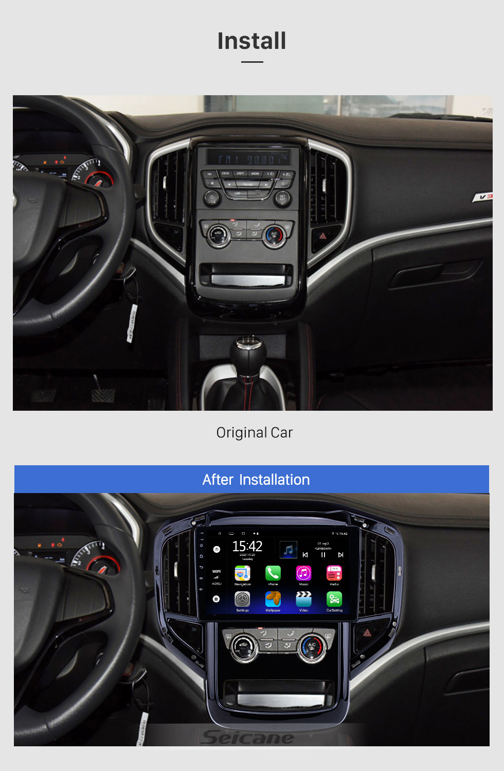 Seicane Android 10.0 HD Écran tactile 9 pouces pour 2004-2008 KIA Sorento Radio Système de navigation GPS avec prise en charge Bluetooth Caméra arrière Carplay