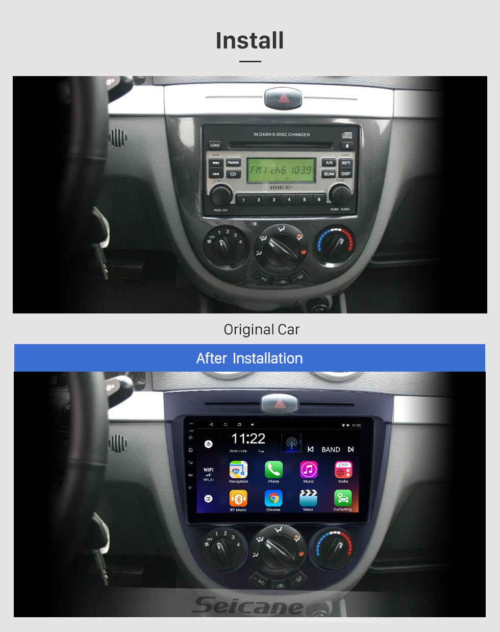 Seicane Android 10.0 de 9 pulgadas para radio Buick Excelle HRV con pantalla táctil HD Navegación GPS Soporte Bluetooth Carplay TV digital
