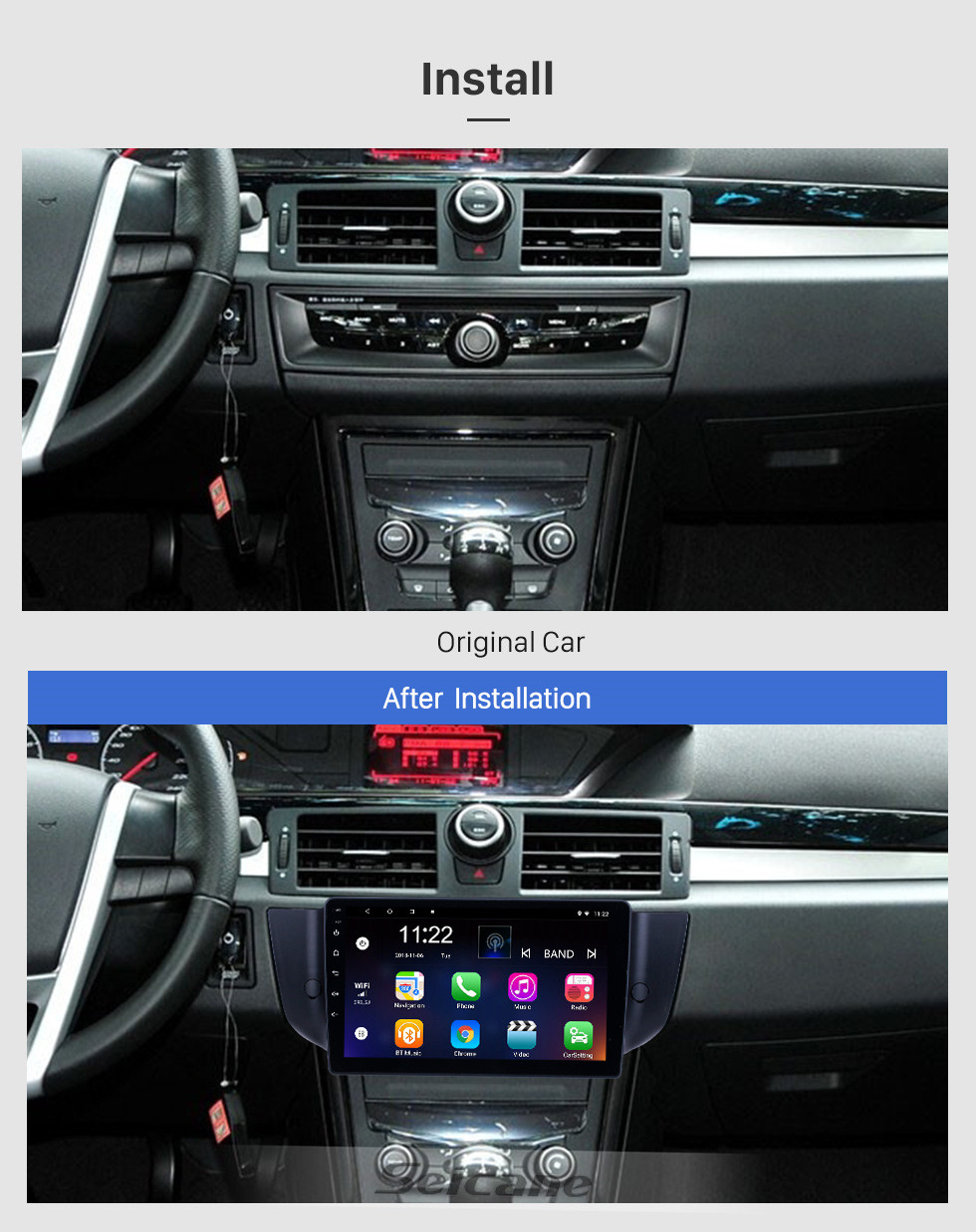 Seicane Radio de navegación GPS Android 10.0 de 9 pulgadas para 2010-2015 MG6 / 2008-2014 Roewe 500 con pantalla táctil HD Soporte Bluetooth Carplay Cámara trasera