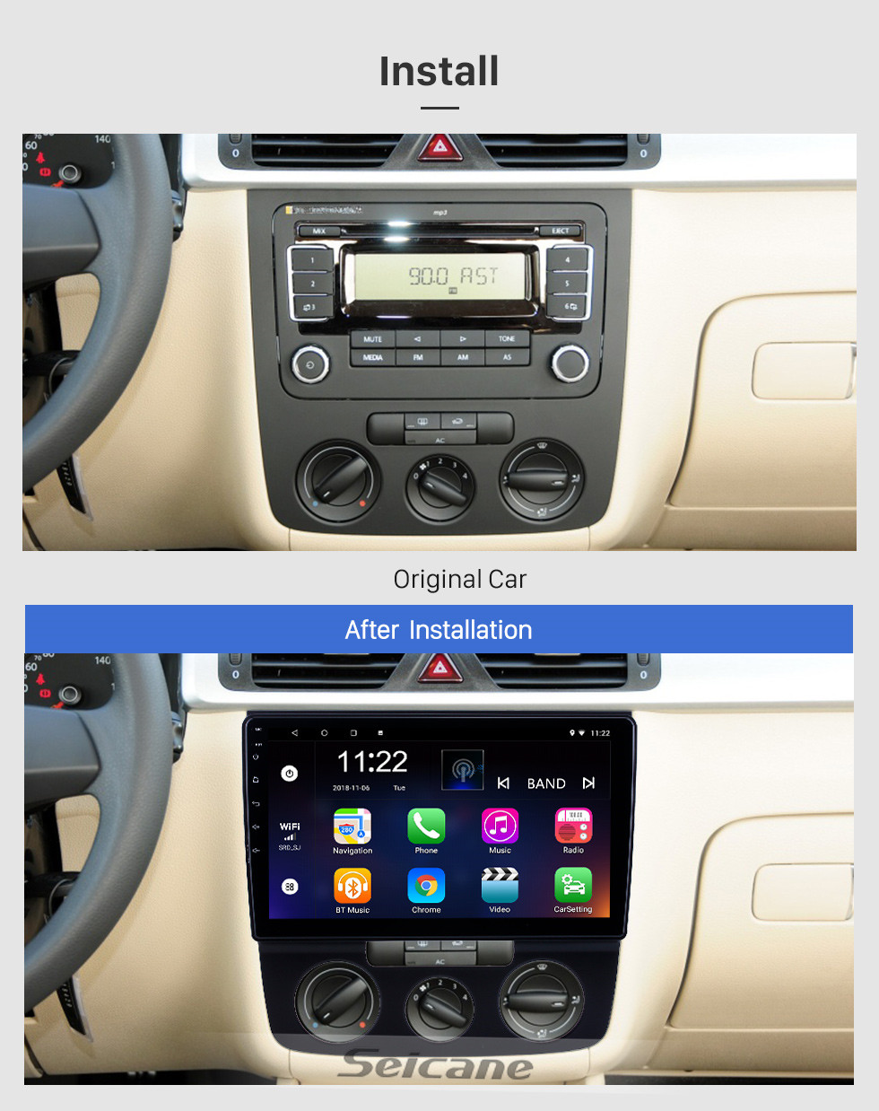 Seicane 10,1 pouces Android 10.0 Radio de navigation GPS pour 2006-2010 VW Volkswagen Bora Manuel A / C avec support tactile HD Prise en charge Bluetooth Carplay Caméra arrière Seicane 10,1 pouces Android 10.0 Radio de navigation GPS pour 2006-2010 VW Volkswagen Bora Manuel A / C avec support tactile HD Prise en charge Bluetooth Carplay Caméra arrière