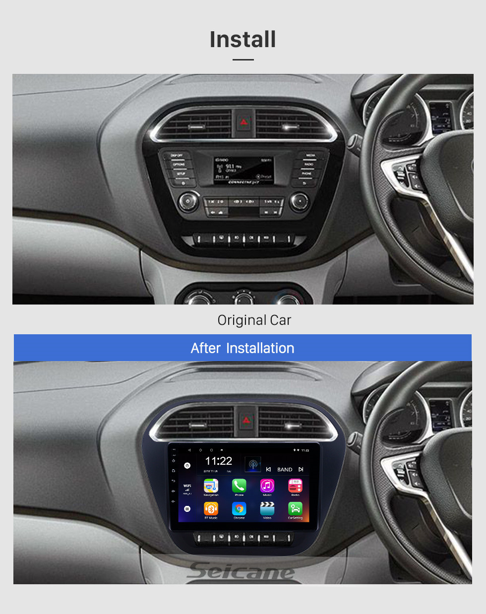 Seicane 2019 Tata Tiago / Nexon Android 10.0 Pantalla táctil HD Radio de navegación GPS de 9 pulgadas con USB WIFI Soporte Bluetooth SWC DVR Carplay