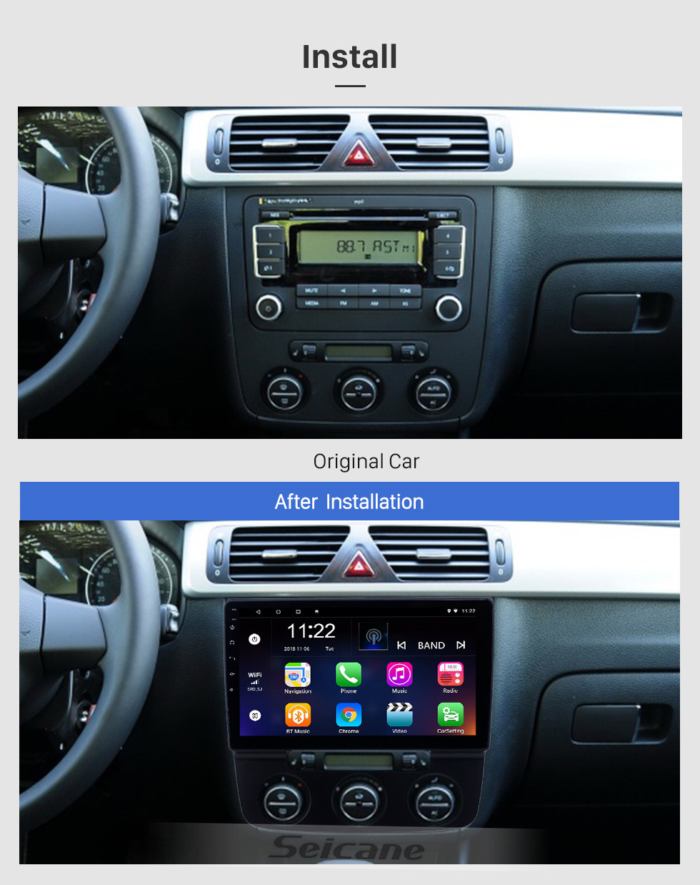 Seicane HD Touchscreen 10.1 inch Android 10.0 GPS Navigation Radio for 2006-2010 VW Volkswagen Sagitar Manual A/C with Bluetooth support Carplay TPMS Seicane HD Touchscreen 10.1 inch Android 10.0 GPS Navigation Radio for 2006-2010 VW Volkswagen Sagitar Manual A/C with Bluetooth support Carplay TPMS