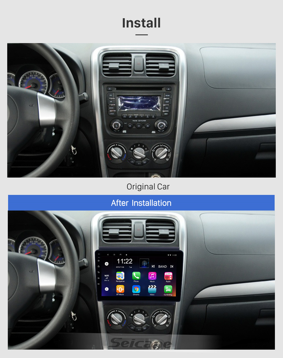 Seicane OEM 9 polegadas Android 10.0 Radio para 2013-2017 Suzuki Wagon R X5 Bluetooth HD Touchscreen GPS Suporte de navegação Carplay Câmera traseira