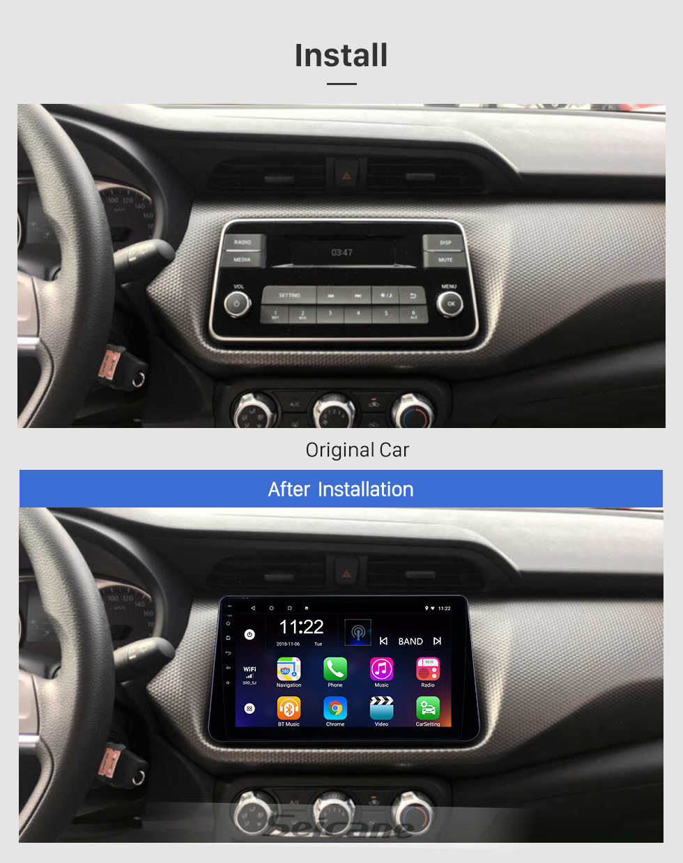 Seicane 10.1 polegada Android 10.0 Rádio Navegação GPS para 2017-2019 Nissan Kicks Com HD Touchscreen Suporte Bluetooth Carplay TPMS